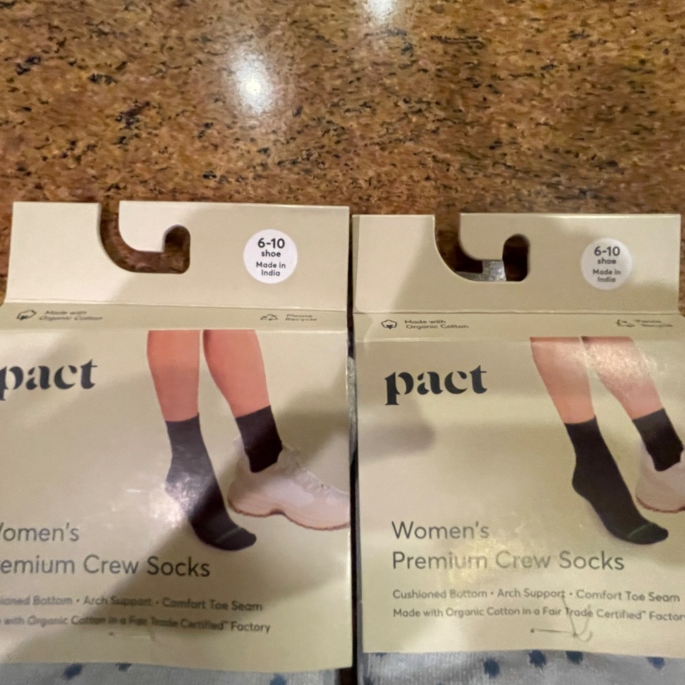 NEW! Pact Dotted Blue Premium Crew Socks Two Pair NWT! Retail: $27 - Picture 4 of 7
